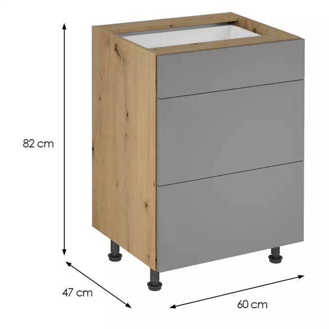 Konyhaszekrény Langen D60S3 push beige,2