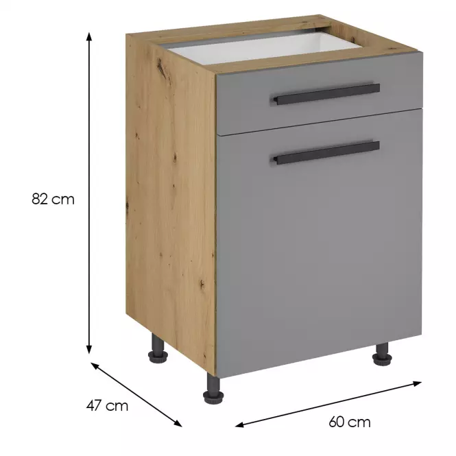 Konyhaszekrény Langen D60S1 fogantyú beige,2