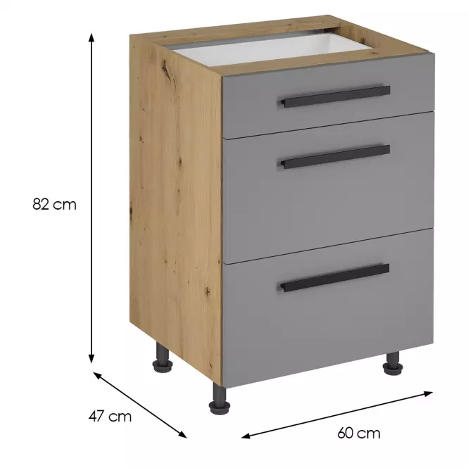 Konyhaszekrény Langen D60S3 fogantyú beige,2