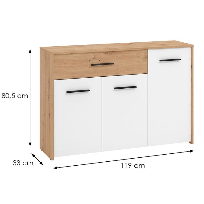 Komód Varadero artisan/fehér 3K1F 11011610,2