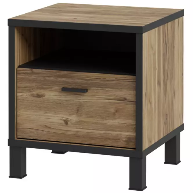 Éjjeliszekrény Haruki HYTK011 alpesi lucfenyő/fekete,3
