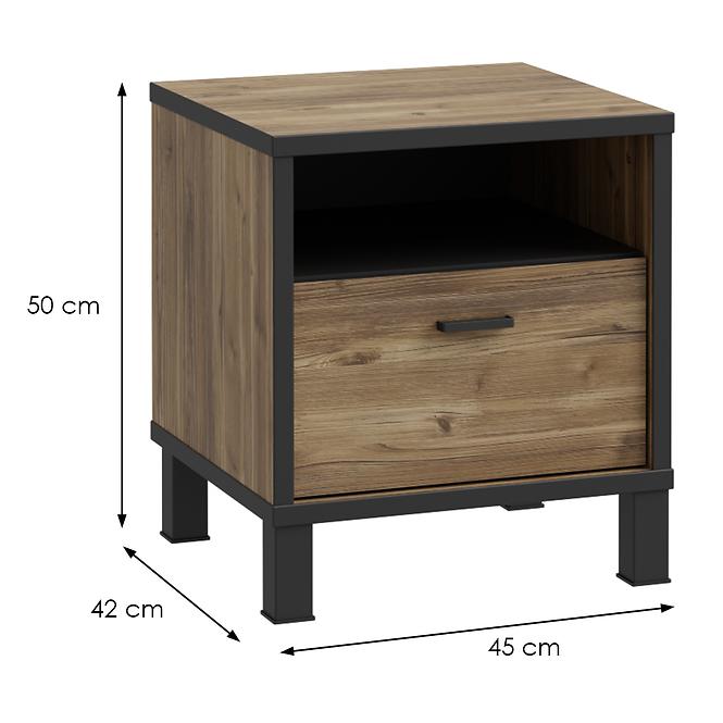 Éjjeliszekrény Haruki HYTK011 alpesi lucfenyő/fekete,5