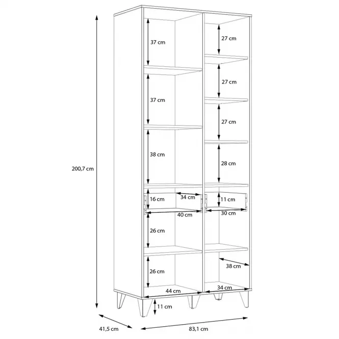 Regál Liona LYAR721-M687 tölgy Mauvella/tölgy Cabezone