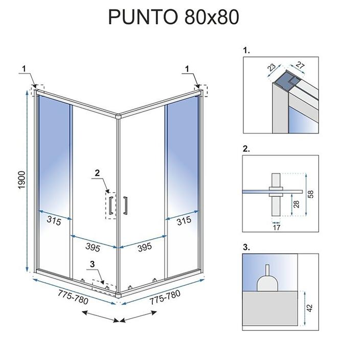 Zuhanykabin Punto Rea K4800 80x80x190 black