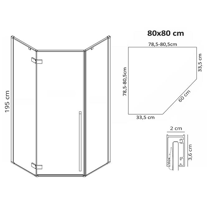 Zuhanykabin Diamond Rea K6900 80x80x195 black