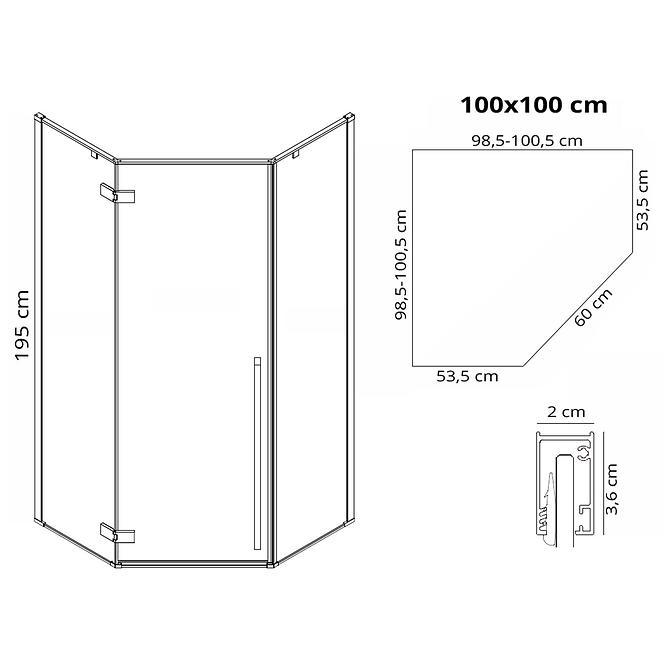 Zuhanykabin Diamond Rea K5623 100x100x195 black