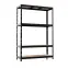 Fém tárolóállvány NERO II 180x120x45 4 polc/300kg fekete