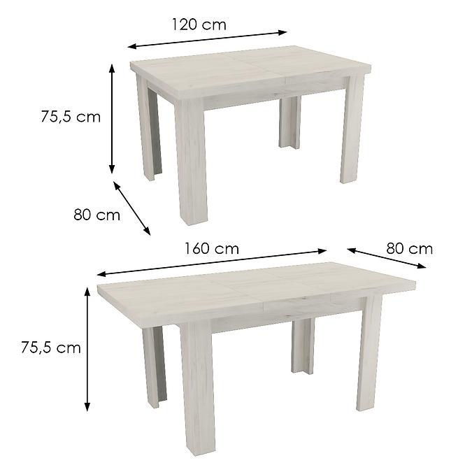 Kinyitható asztal kiscsi Kora 120/160x80cmx80 kraft fehér