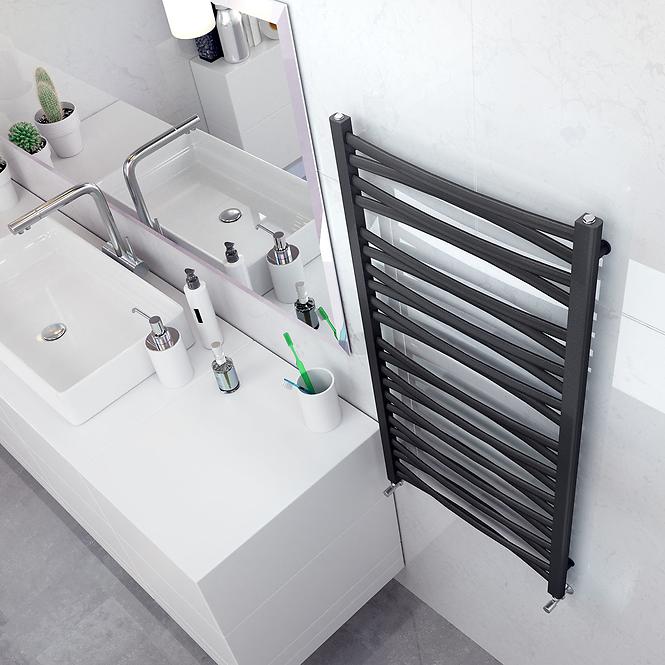 Fürdőszoba radiátor Łezka 3D Ł3D 16/40 fekete 910x440 mm