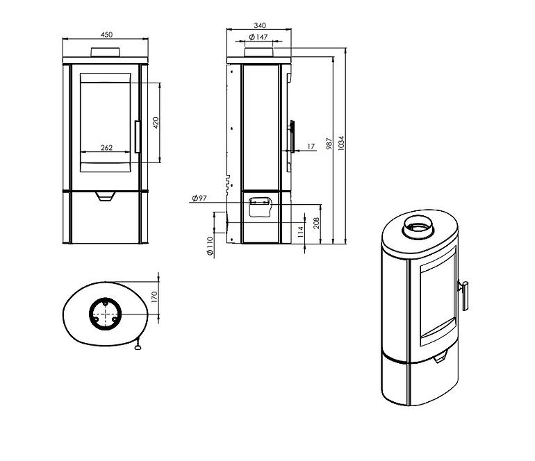 Kandallókályha Palermo 8 kW Eco