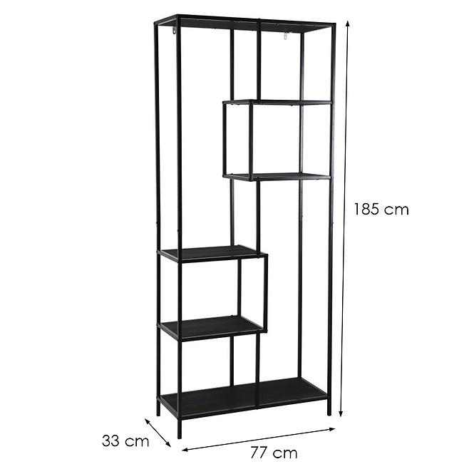 Regál Benton 31333K fekete 6T,2