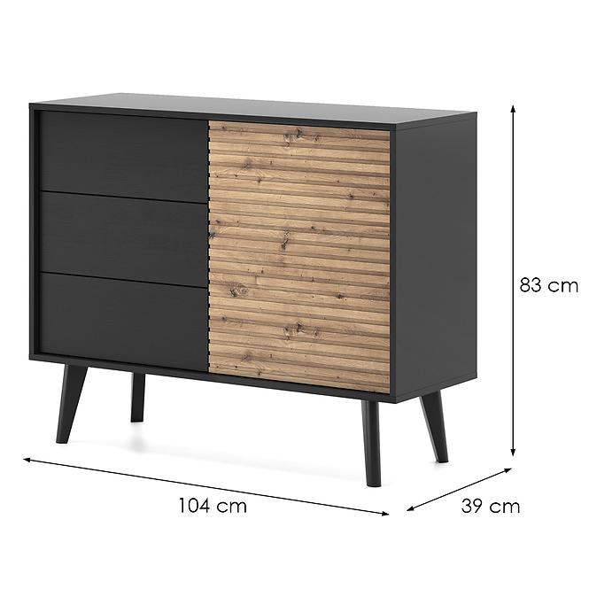 Komód WILLOW WKSZ 104 tölgy artisan/fekete,4