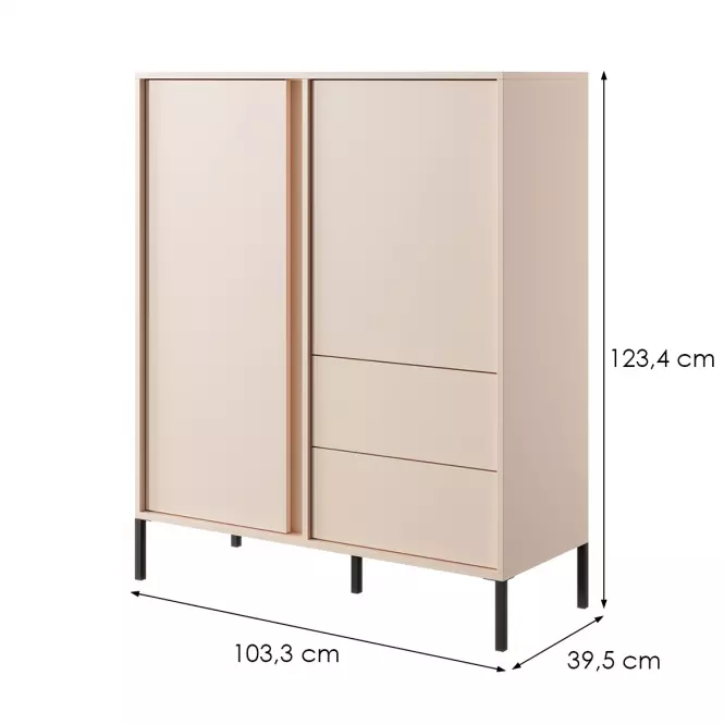 Komód DAST magas 2D2S bézs,5