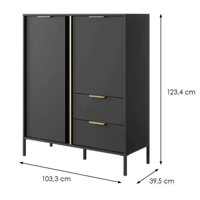 Komóda LARS magas 2D2S Antracit,3