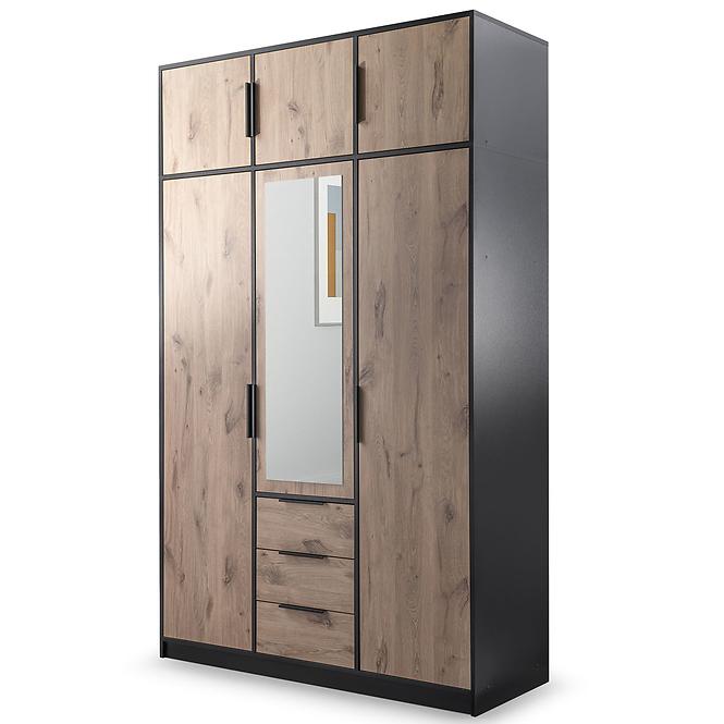Szekrény  DUARTE D3 fekete/viking tolgy felső,5