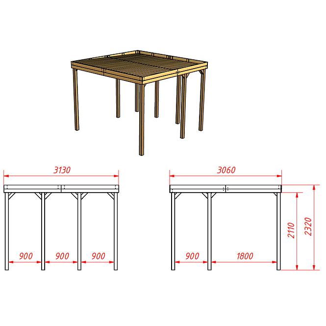 Pavilon Nova 313x306x232 cm szürke