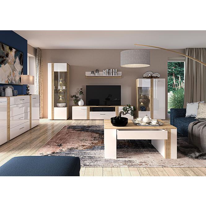 Vitrin Adagio 02L tölgy castello/fehér fényű