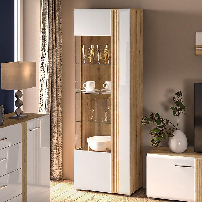 Vitrin Adagio 02L tölgy castello/fehér fényű