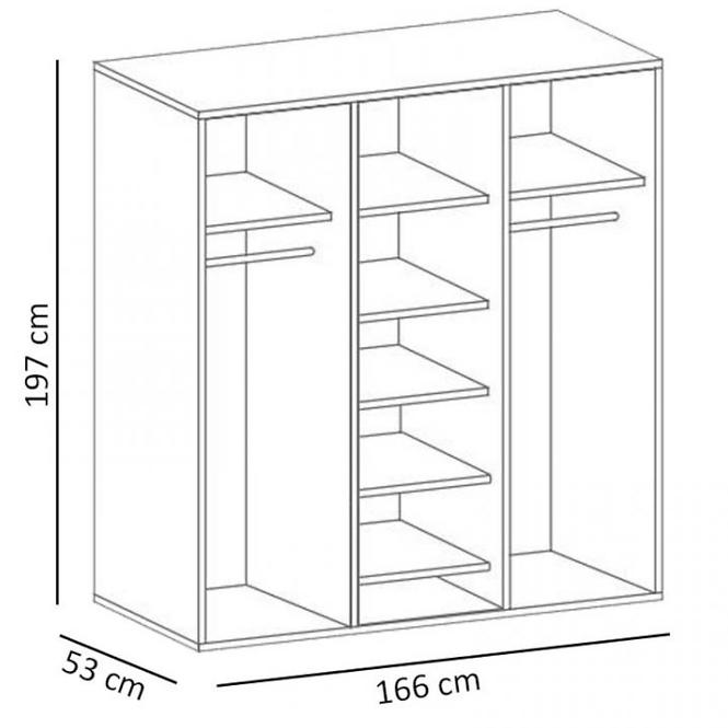 Szekrény Montana S3D 166 cm tölgy lefkas sötét