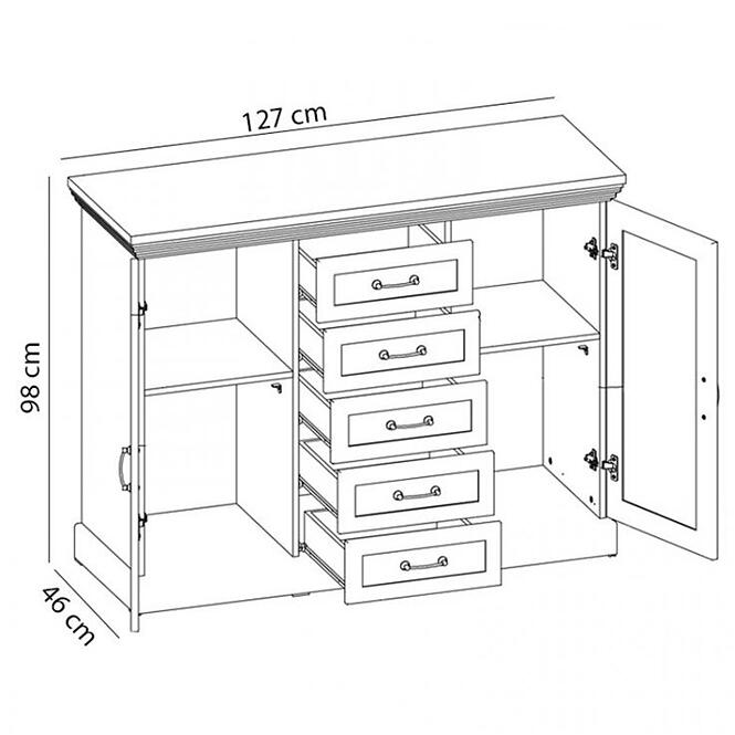 Komód 36RL SYS. Rolyal K2D Sosna nord/vad tölgy,2