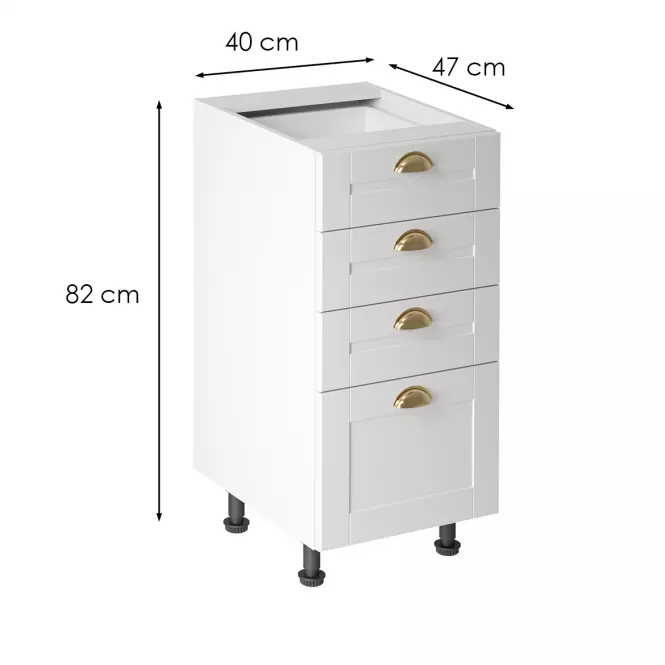Konyhaszekrény linea  d40s4 white,3