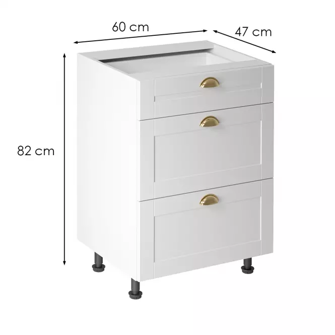 Konyhaszekrény linea  d60s3 white,3