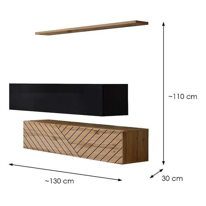 Komód Switch II Line Fekete/Wotan Swtl Sw SB2 – L