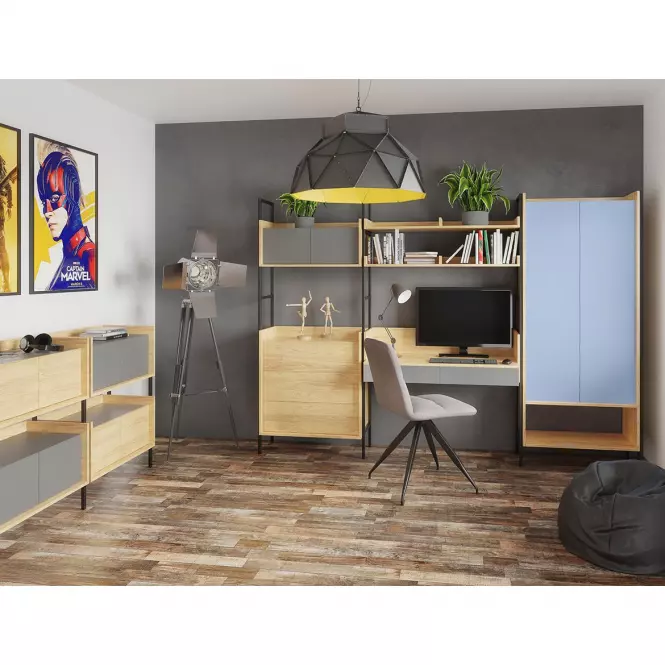 Schrank Mobius 2d hikora/grau staubig,3