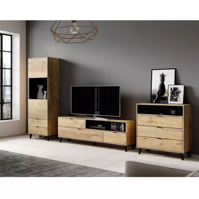Vitrin Nest w-2 tölgy lefkas/fekete