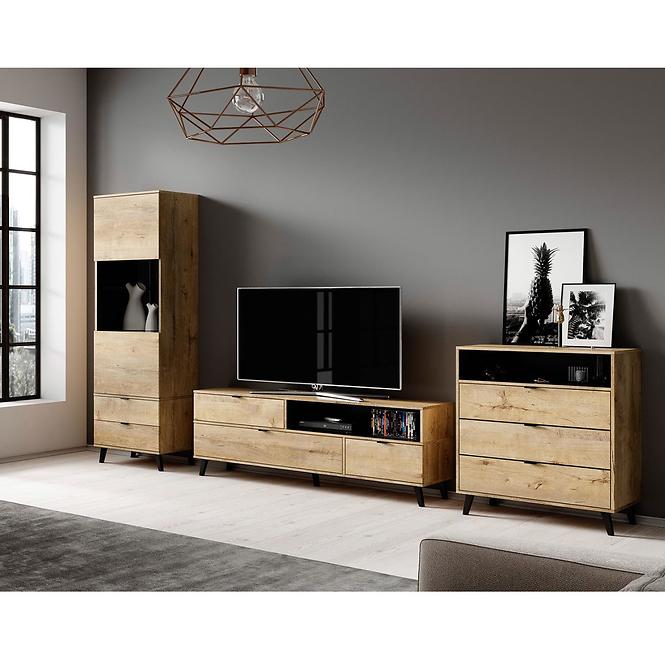 Vitrin Nest w-2 tölgy lefkas/fekete
