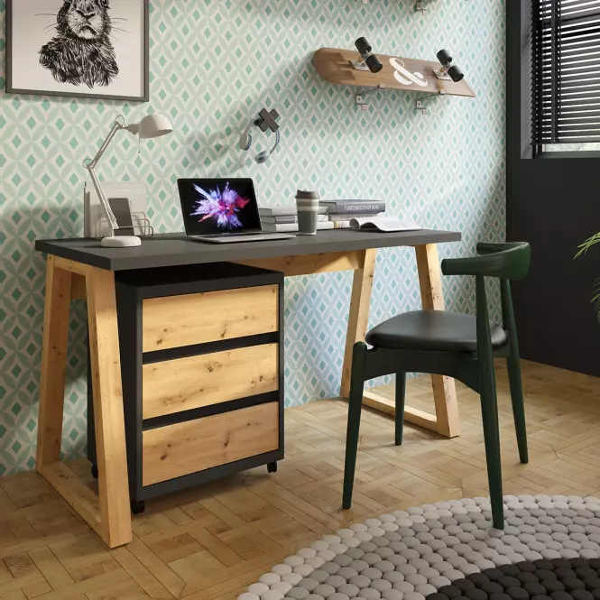 Íróasztal Iga Grafit / Tölgy Artisan,3