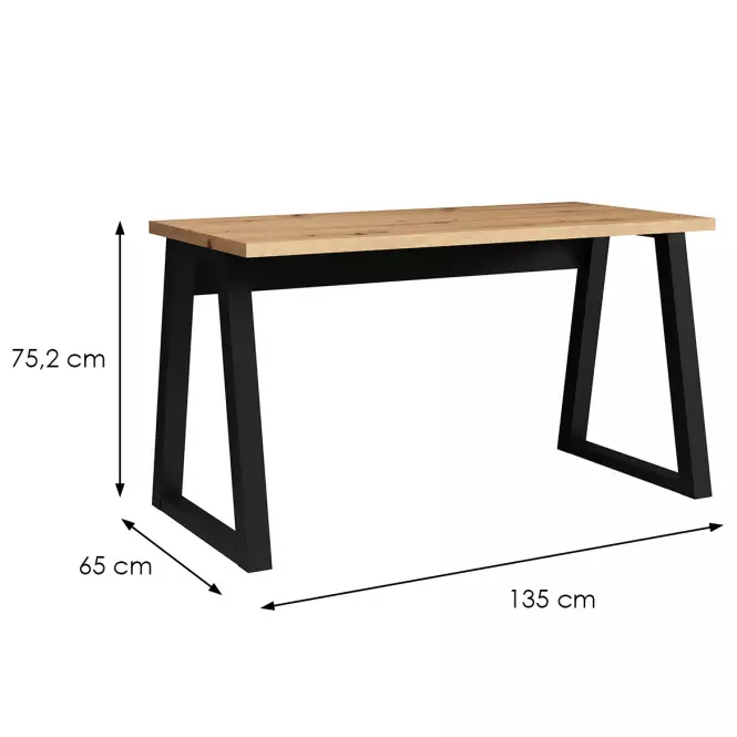 Íróasztal Iga Tölgy Artisan / Fekete,2