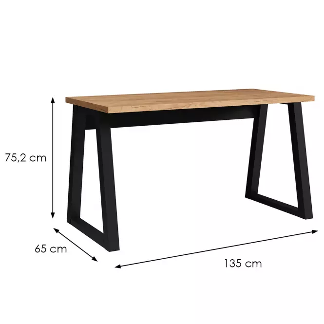 Íróasztal Iga Tölgy Craft / Fekete Mat,2