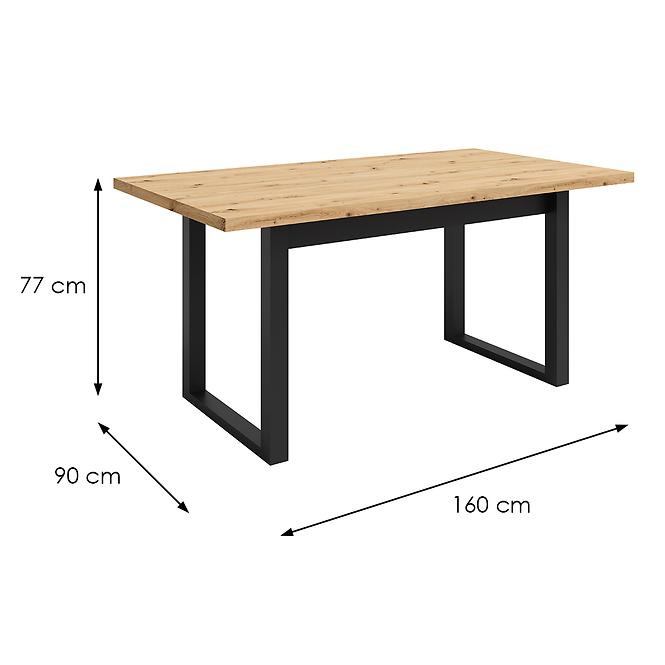 Asztal Max Tölgy Artisan / Fekete Mat 160x90