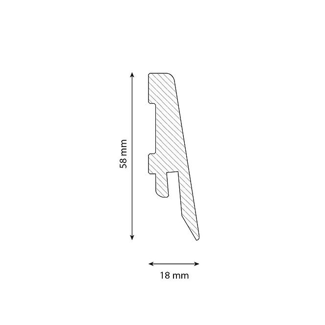 Padlólista mdf fehér LK58C 58mm 2.4m