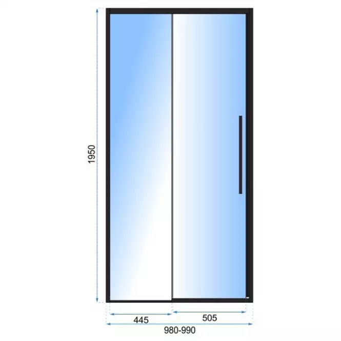 Zuhanyajtó Solar 100x195 black Rea K6512