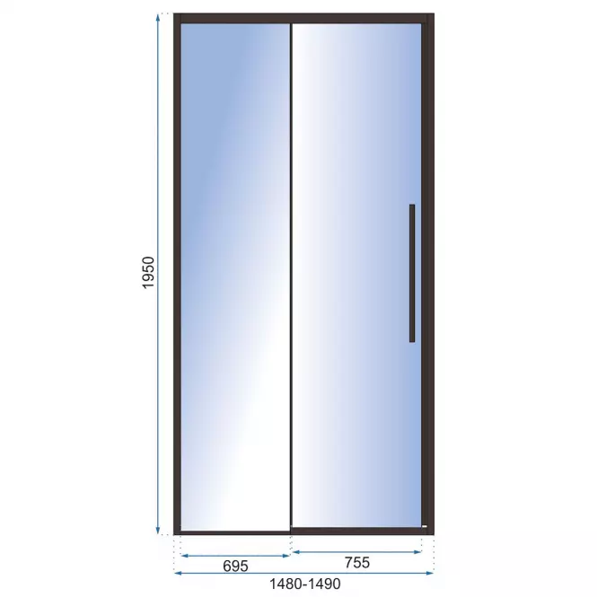 Zuhanyajtó Solar 150x195 black Rea K6360
