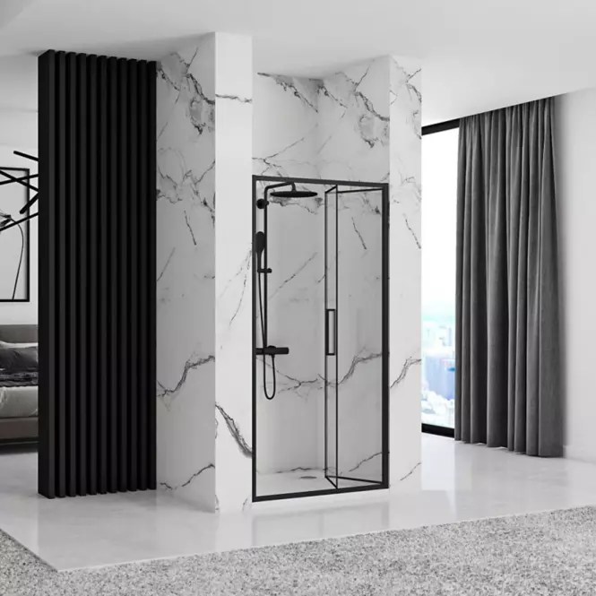 Zuhanyajtó Rapid Fold 100x195 black Rea K6418