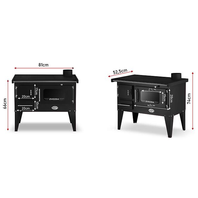 Tűzhely NARODNA E 6,1 kW fekete jobbos Eco