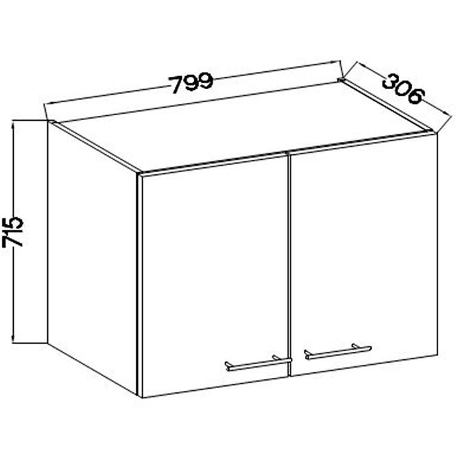 Konyhaszekrény Lara 80g-72 2f Mdf Fehér fényes