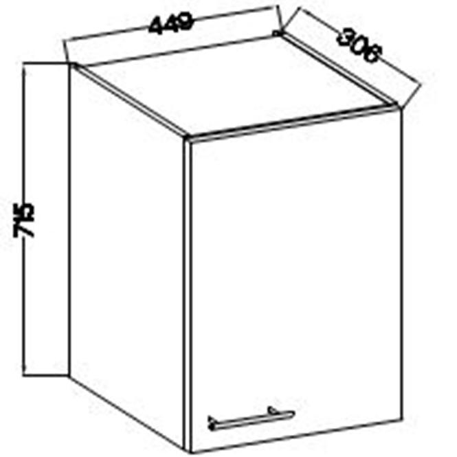 Konyhaszekrény Lara 45g-72 1f Mdf Fehér fényes