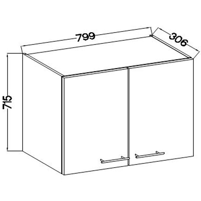 Konyhaszekrény Lara 80g-72 2f Mdf szürke fényes