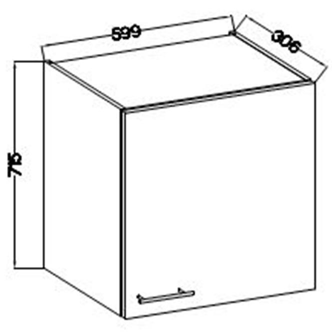 Konyhaszekrény Lara 60g-72 1f Mdf Szary fényes