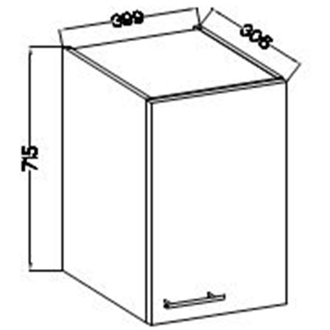 Konyhaszekrény Lara 40g-72 1f Mdf Szary fényes