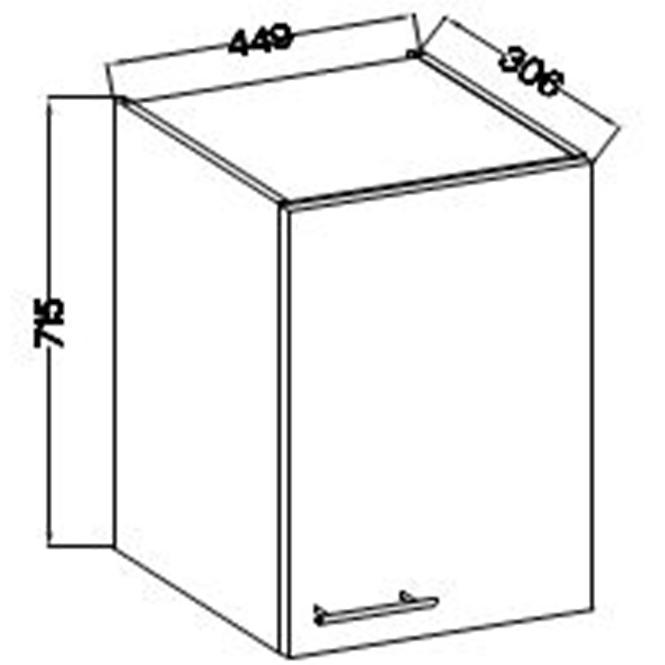 Konyhaszekrény Lara 45g-72 1f Mdf Szary fényes
