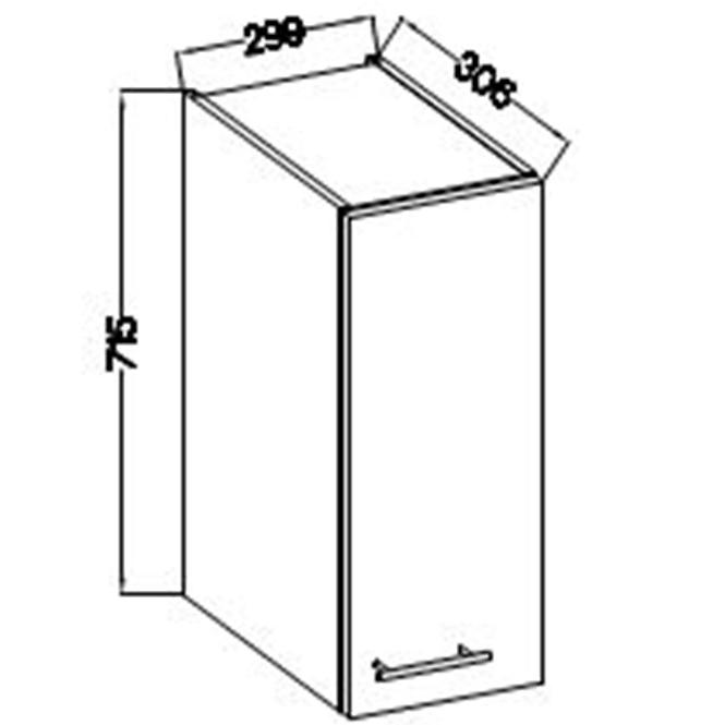 Konyhaszekrény Lara 30g-72 1f Mdf Szary fényes