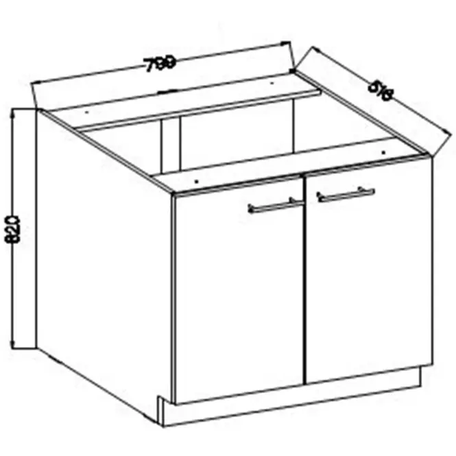 Konyhaszekrény Lara 80d 2f Bb Mdf Fehér fényes,2