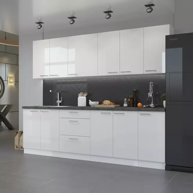 Konyhaszekrény Lara 80d 2f Bb Mdf Fehér fényes