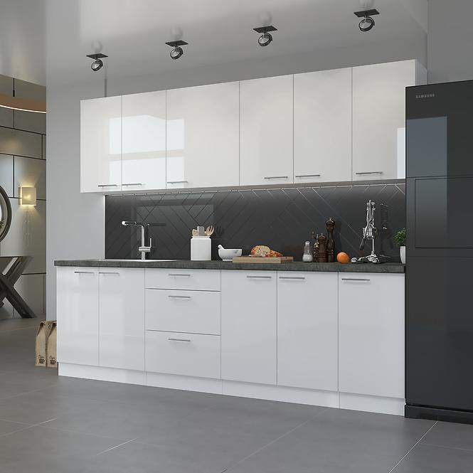 Konyhaszekrény Lara 80d 2f Bb Mdf Fehér fényes