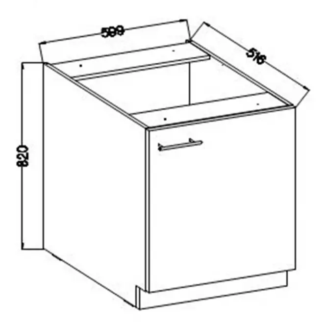 Konyhaszekrény Lara 60d 1f Bb Mdf Fehér fényes